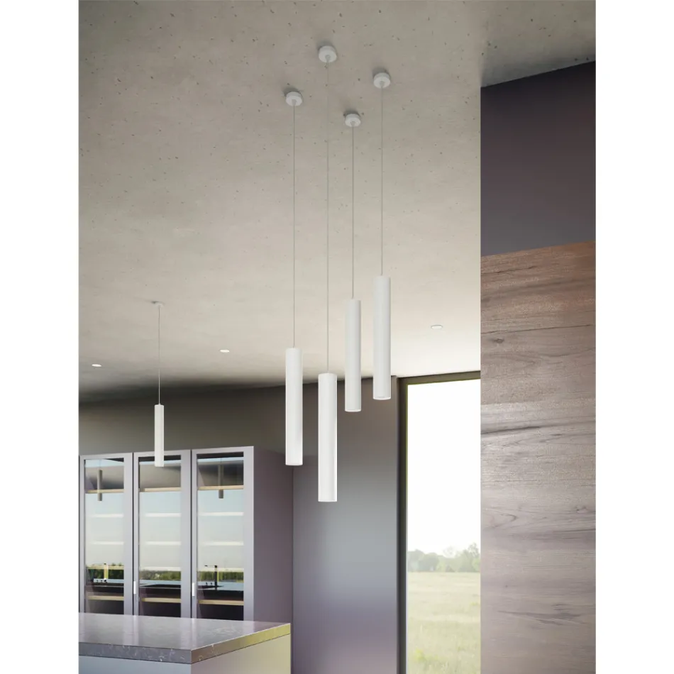 Lampa cu Suspensie Decorativa Led din Aluminiu Alb sau Negru - Rebolla Viadurini