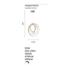 Lampă cu suspendare LED mare sau mică, cu design din metal auriu - punct Viadurini