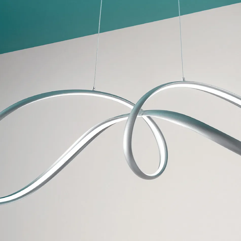 Lampa suspendata Led din Metal Argintiu, 2 Marimi Design Modern - Lumino Viadurini