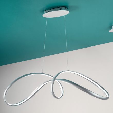 Lampa suspendata Led din Metal Argintiu, 2 Marimi Design Modern - Lumino Viadurini