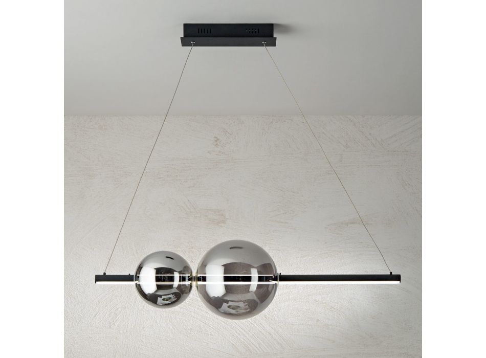 Lampă cu suspendare LED din metal și sticlă alb, negru sau auriu - Snidget Viadurini