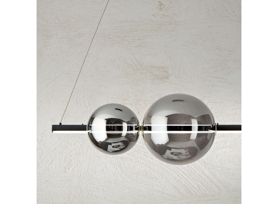 Lampă cu suspendare LED din metal și sticlă alb, negru sau auriu - Snidget Viadurini