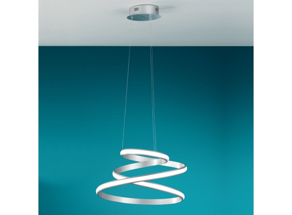 Lampa cu Suspensie LED din Metal Vopsit Alb sau Argintiu - Rivolta Viadurini