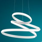 Lampa cu Suspensie LED din Metal Vopsit Alb sau Argintiu - Rivolta Viadurini