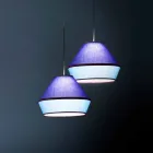 Lampă modernă cu abajur din bumbac albastru Made in Italy - Soia Viadurini