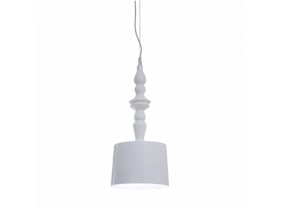 Abajur de lampă cu suspensie scurt în ceramică albă lucioasă - Cadabra