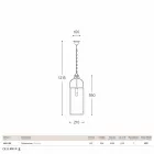 pătrat pandantiv lampă 1 lumina alamă și Vetro Aida Viadurini