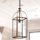 pătrat pandantiv lampă 1 lumina alamă și Vetro Aida Viadurini