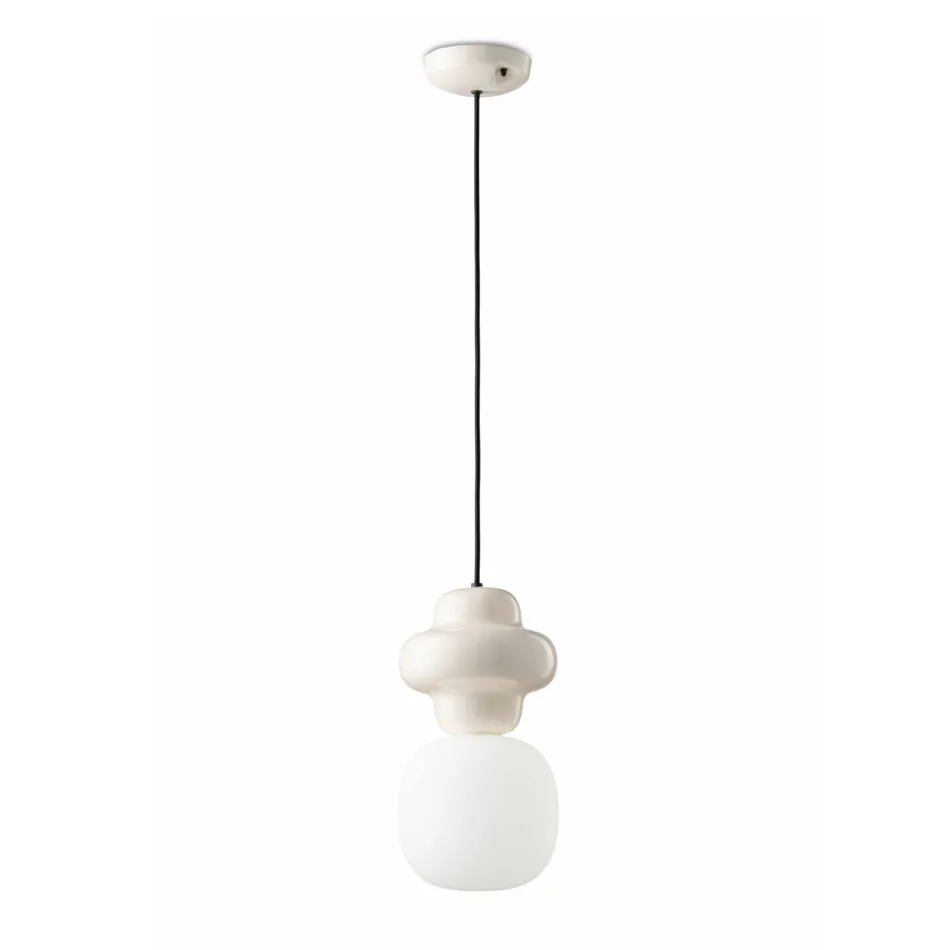 Lampa cu Suspensie Din Ceramica si Sticla Made in Italy - Capocabana Viadurini