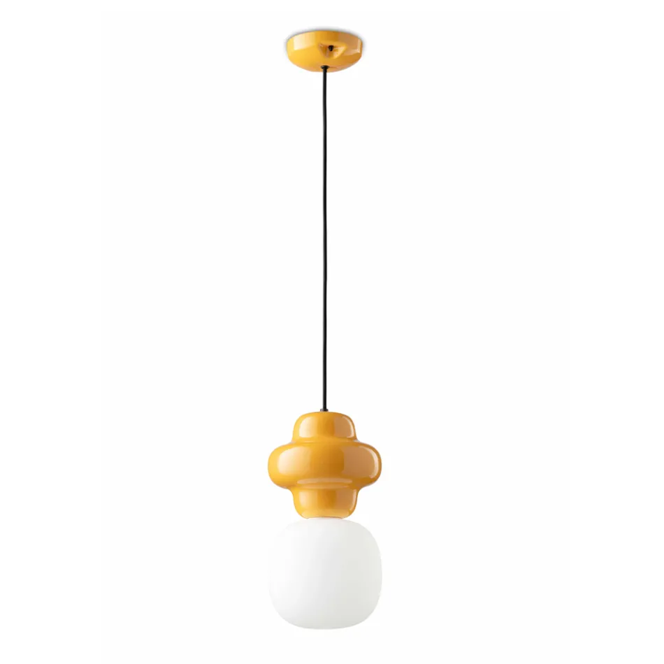 Lampa cu Suspensie Din Ceramica si Sticla Made in Italy - Capocabana Viadurini