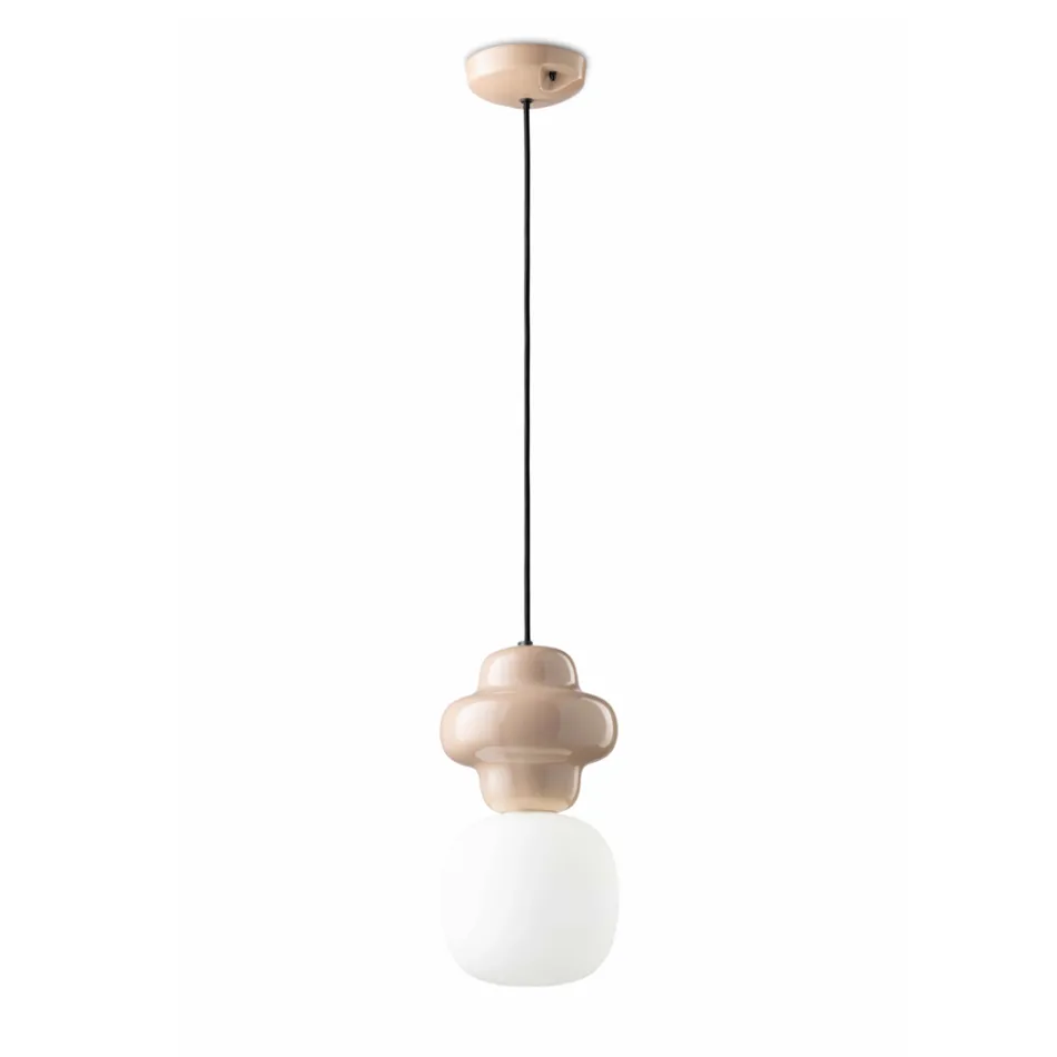 Lampa cu Suspensie Din Ceramica si Sticla Made in Italy - Capocabana Viadurini
