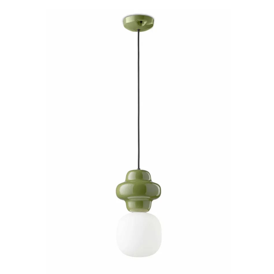 Lampa cu Suspensie Din Ceramica si Sticla Made in Italy - Capocabana Viadurini