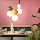 Lampa cu Suspensie Din Ceramica si Sticla Made in Italy - Capocabana Viadurini