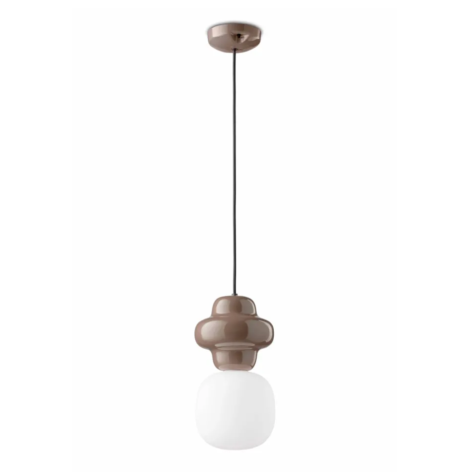 Lampa cu Suspensie Din Ceramica si Sticla Made in Italy - Capocabana Viadurini