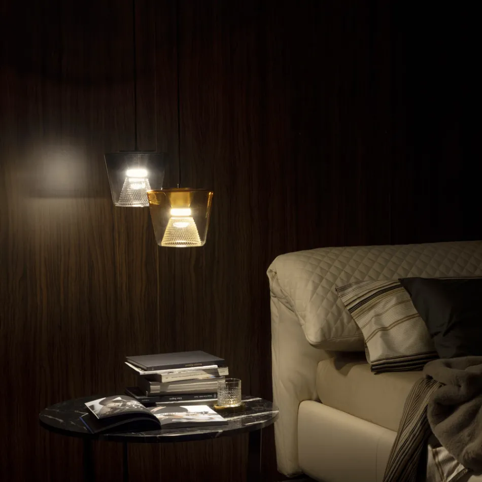 Lampa cu suspensie din metal si sticla Made in Italy - Think Viadurini