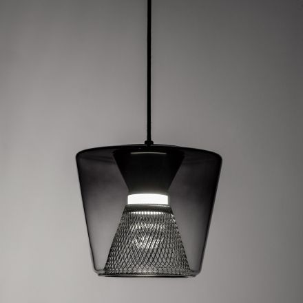 Lampa cu suspensie din metal si sticla Made in Italy - Think Viadurini