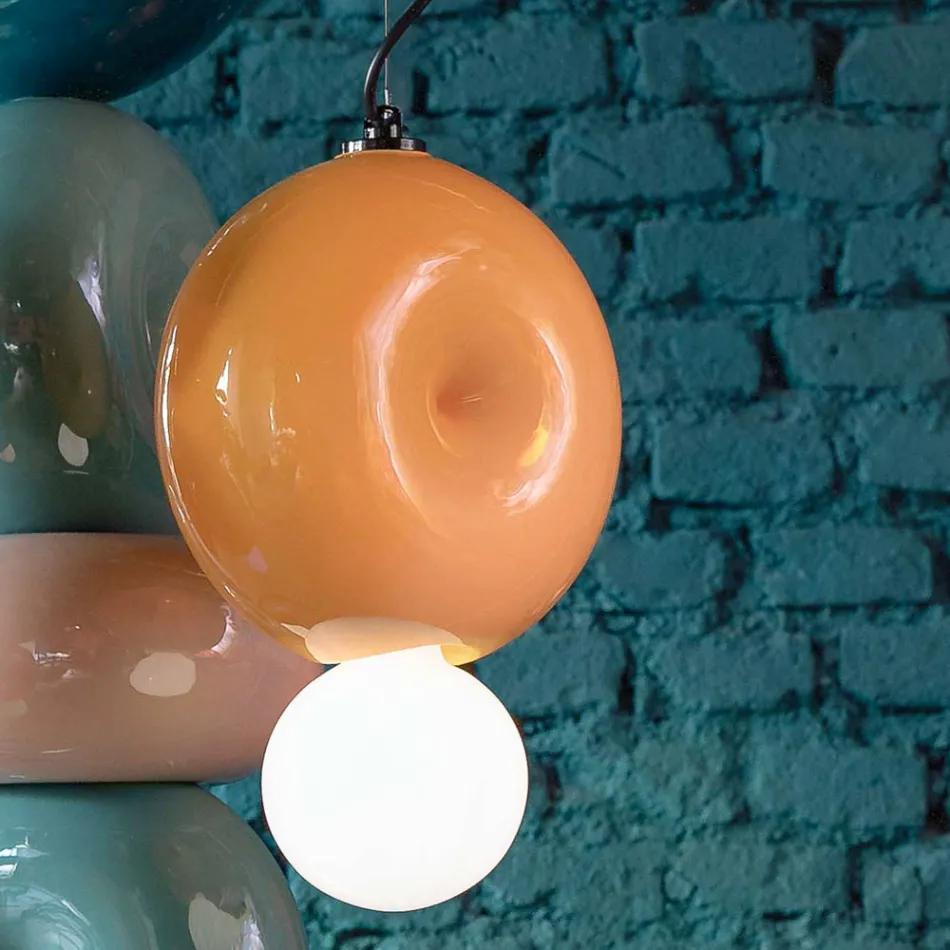 Lampă rotundă cu suspendare din ceramică, fabricată în Italia - Bumbum Viadurini