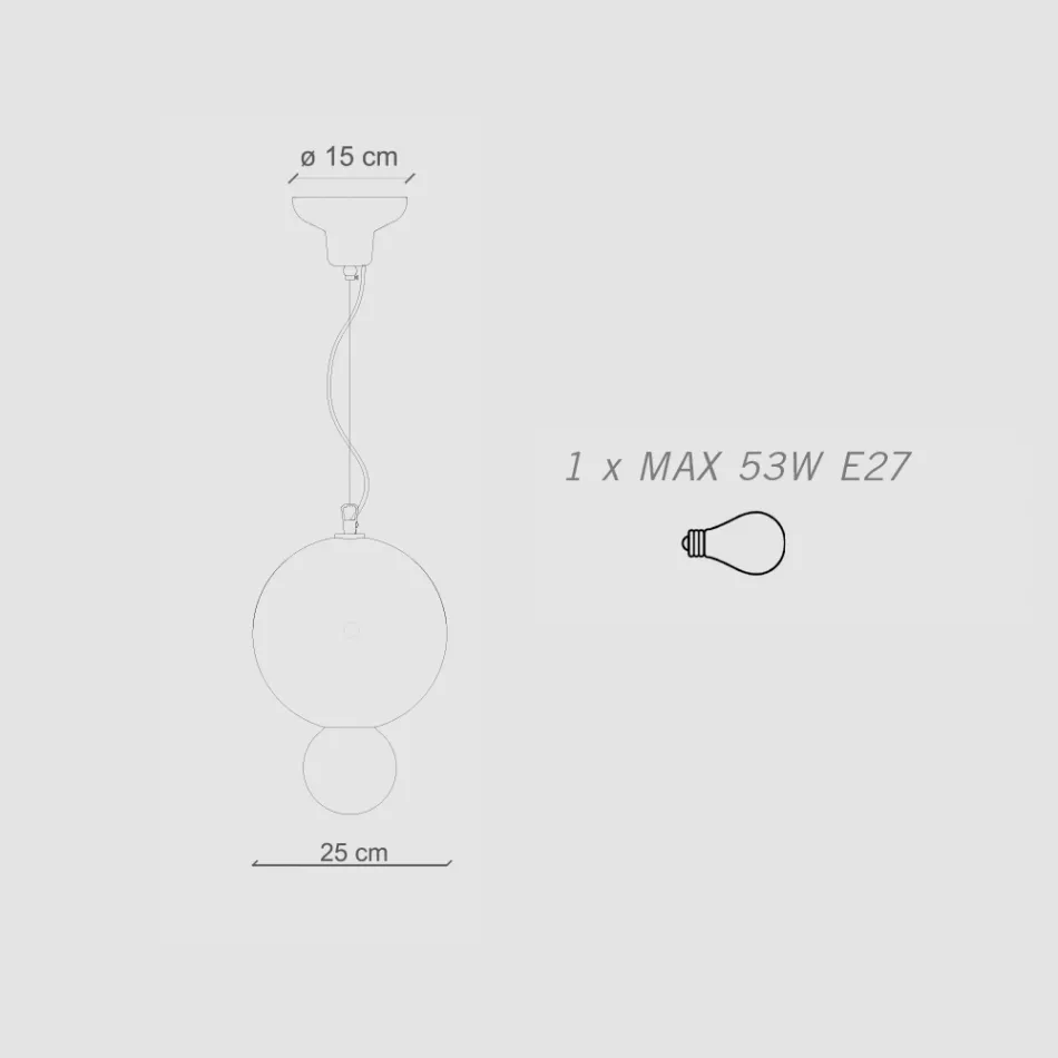 Lampă rotundă cu suspendare din ceramică, fabricată în Italia - Bumbum Viadurini