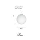 Lampă rotundă cu suspendare din sticlă suflată gravată albă - sferică Viadurini