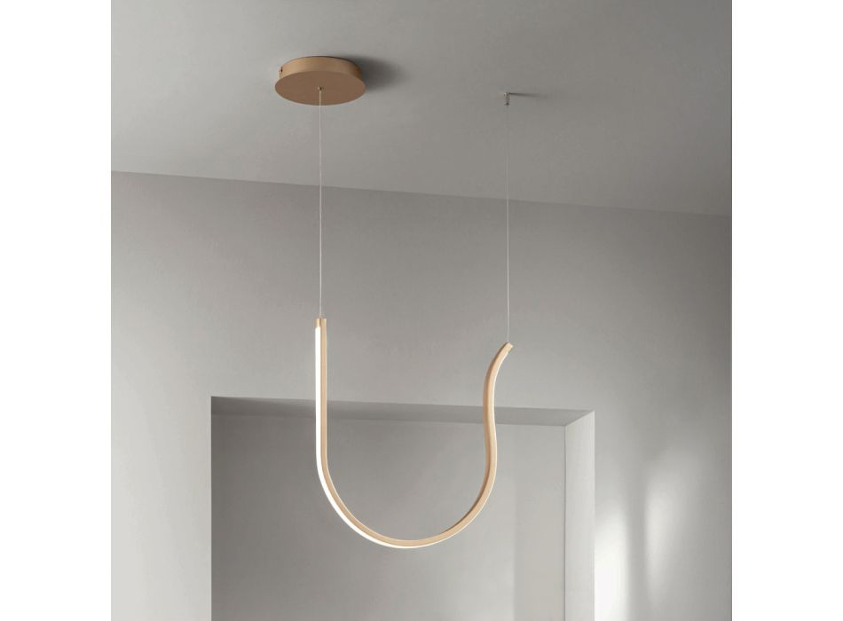 Lampă cu suspendare simplă cu lumină LED din metal vopsit - brad Viadurini