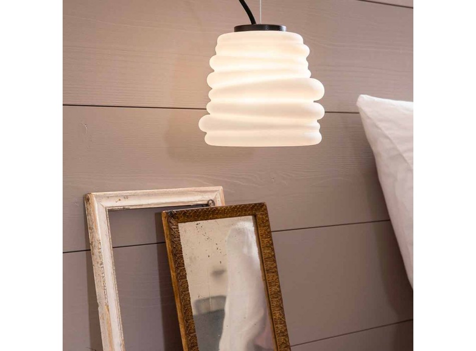 Lampă de sufragerie din living din sticlă satinată albă 3 dimensiuni - moale Viadurini