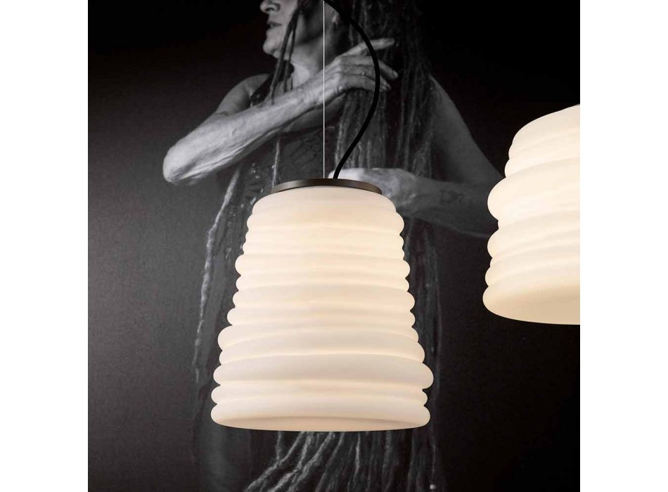 Lampă de sufragerie din living din sticlă satinată albă 3 dimensiuni - moale Viadurini