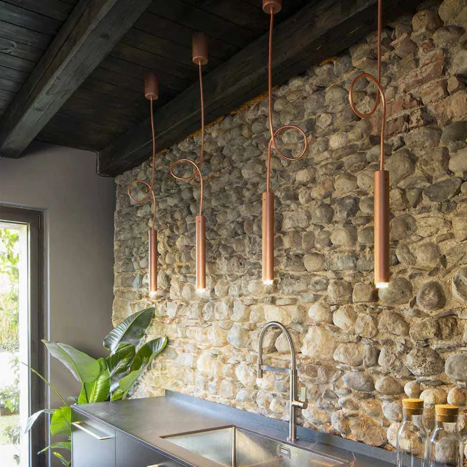 Lampă suspendată modernă tubulară cu cablu flexibil - Tubò Aldo Bernardi Viadurini