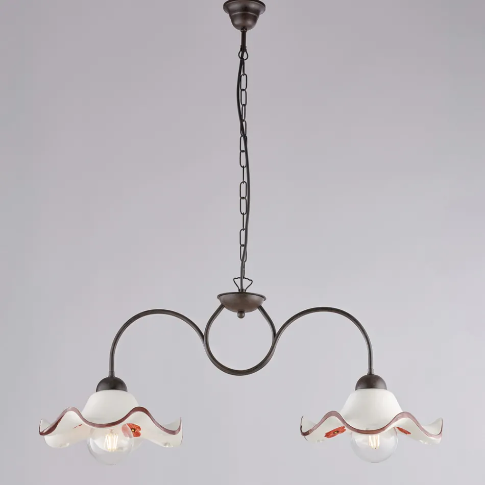 Lampă din sticlă și metal lucrată manual, fabricată în Italia, pentru living și dormitor - Merope Viadurini