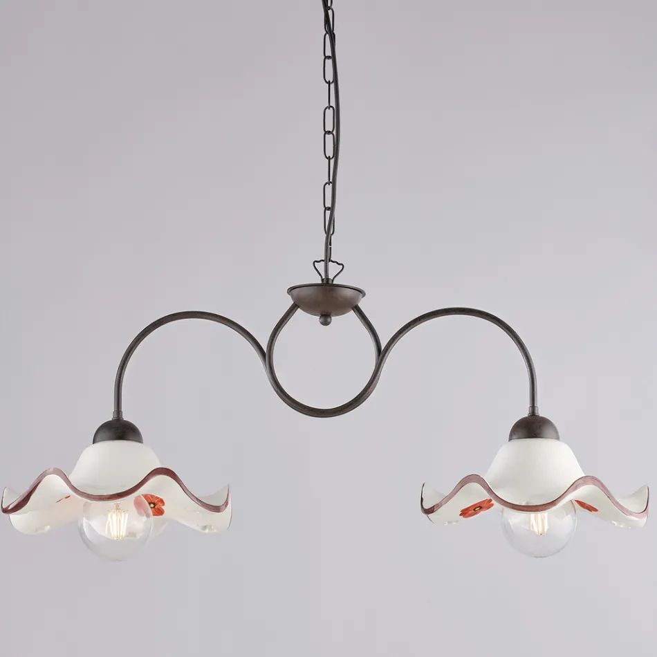 Lampă din sticlă și metal lucrată manual, fabricată în Italia, pentru living și dormitor - Merope Viadurini