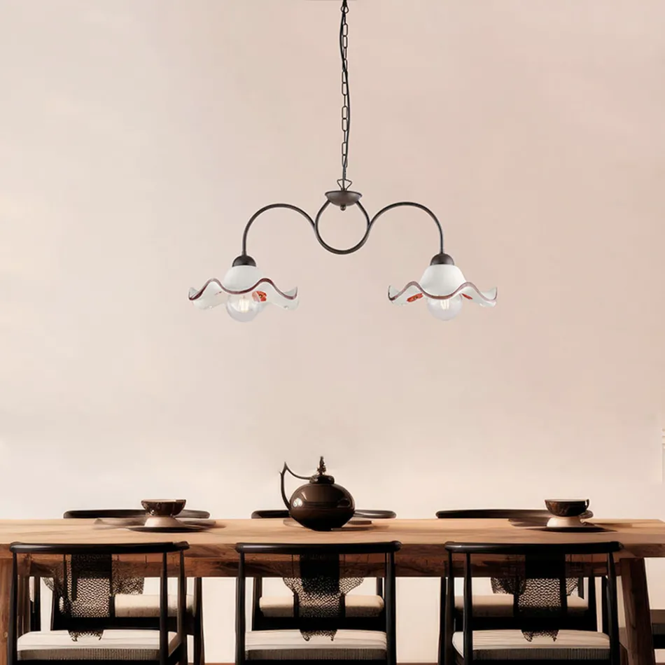 Lampă din sticlă și metal lucrată manual, fabricată în Italia, pentru living și dormitor - Merope Viadurini