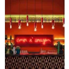 Lampă suspendată cilindrică Ceramică colorată Fabricată în Italia - Ferroluce Pi Viadurini