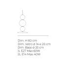 Lampă de masă cu trei lumini din sticlă și metal, fabricată în Italia - Lumira Viadurini