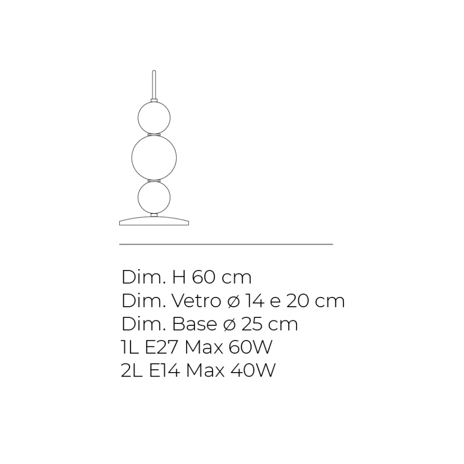 Lampă de masă cu trei lumini din sticlă și metal, fabricată în Italia - Lumira Viadurini