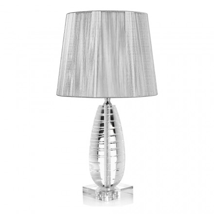 Lampă de masă clasică din cristal și abajur pătrat de lux - Squilla Viadurini