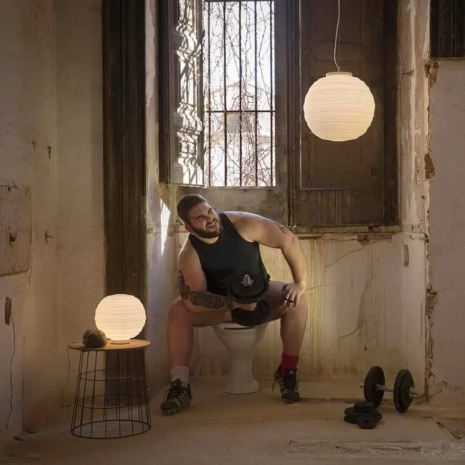 Lampă de masă din sticlă satinată albă și metal Design modern - Morse Viadurini