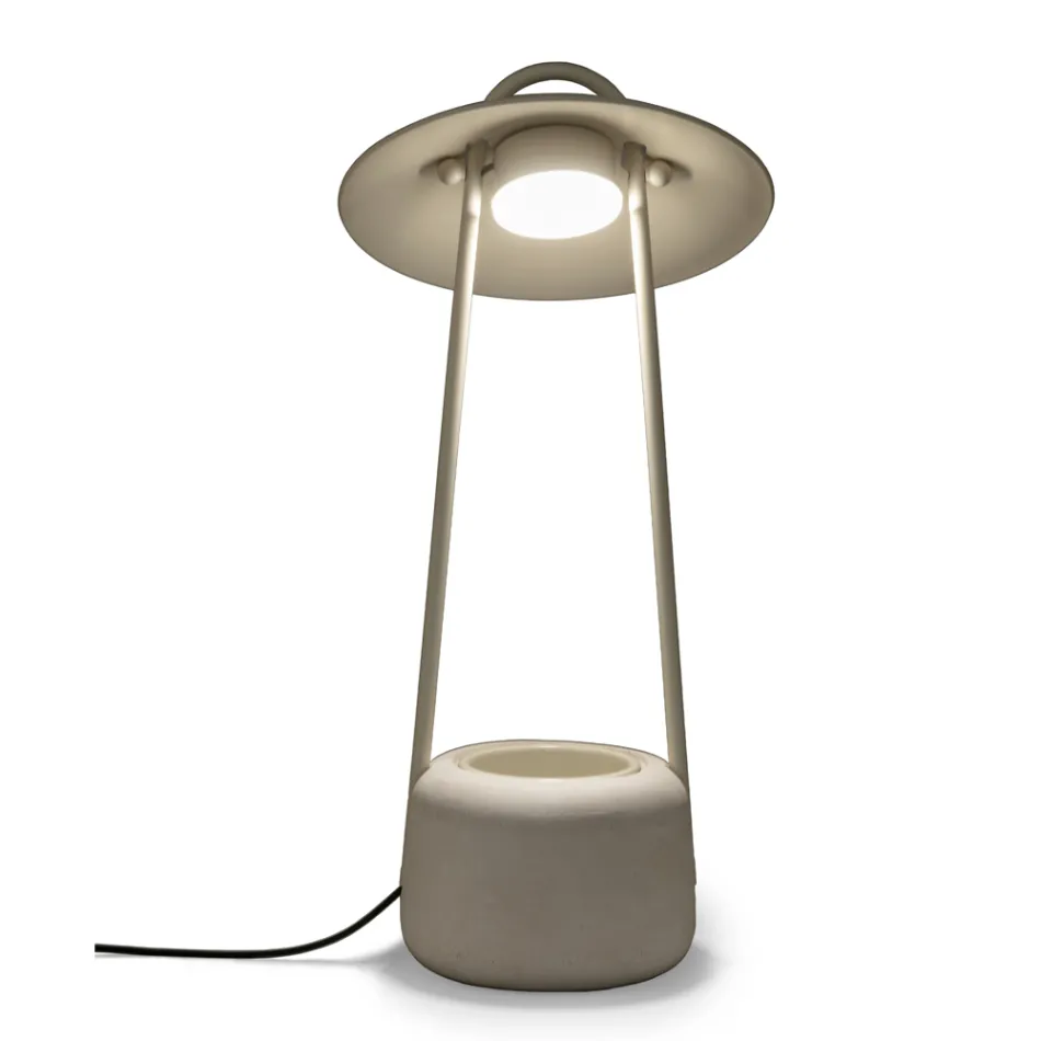 Lampa de exterior cu jardiniera din argila, aluminiu si alama - Cappello Viadurini