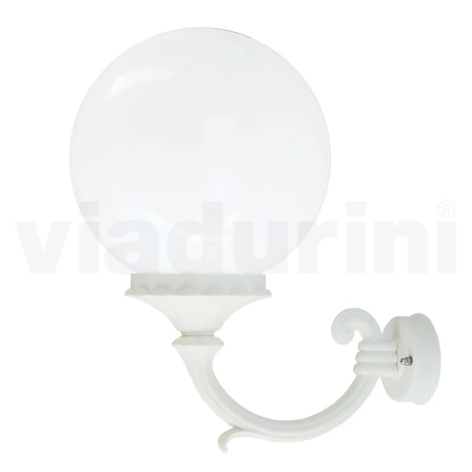 Lampa de exterior din Aluminiu Alb cu Sfera Acrilica Opal - Trovabianco Viadurini