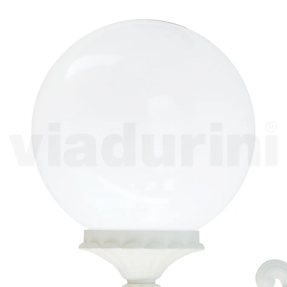 Lampa de exterior din Aluminiu Alb cu Sfera Acrilica Opal - Trovabianco Viadurini