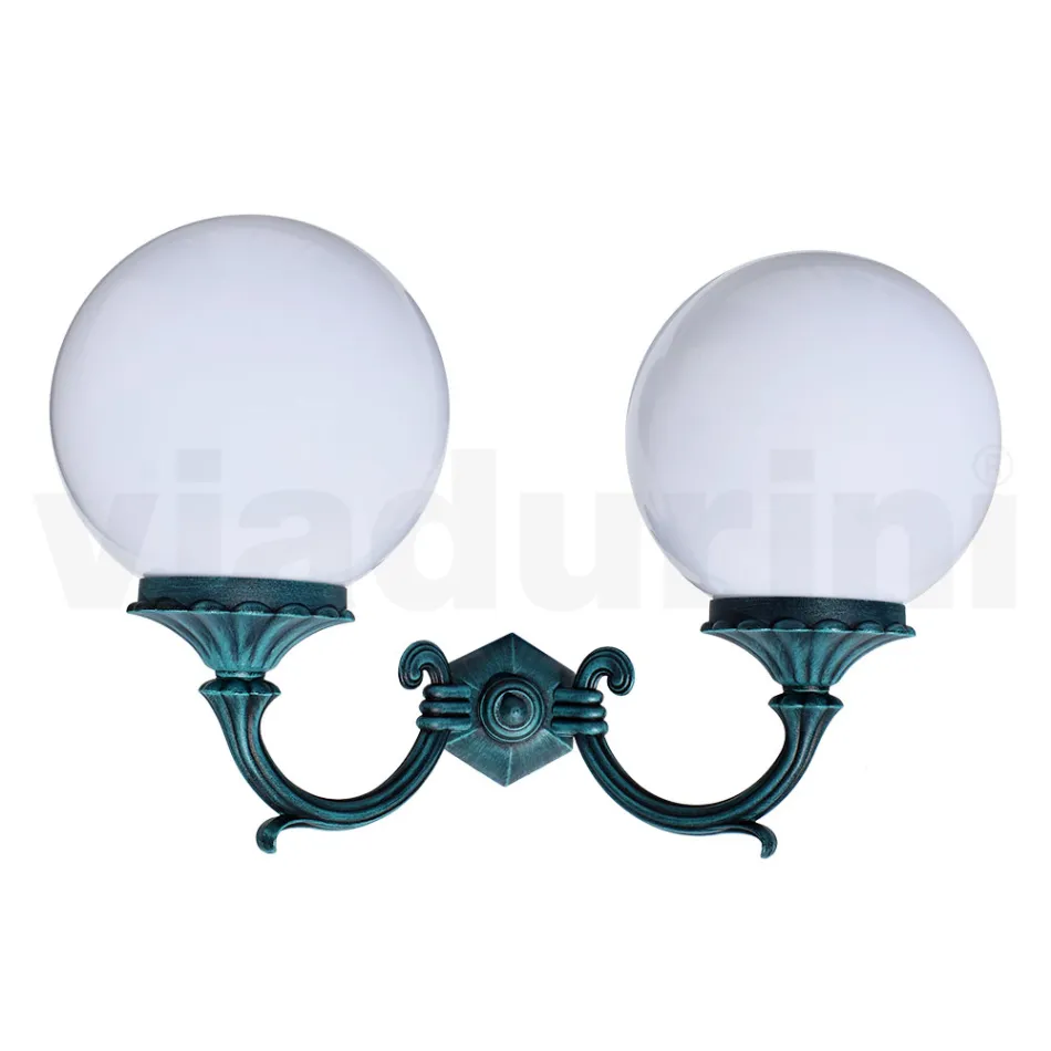 Lampa de gradina cu 2 Lumini Acrilice si Structura din Aluminiu - Trovanero Viadurini