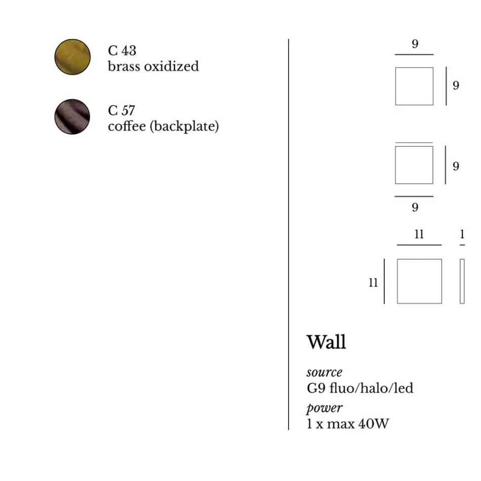 Design lampa de perete din alamă și oțel Ø11xh.11xsp.10 cm Venus Viadurini