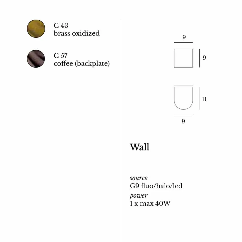 lampă de perete modern din alamă și inox Ø11xh.11xsp.12 cm Bernadet Viadurini