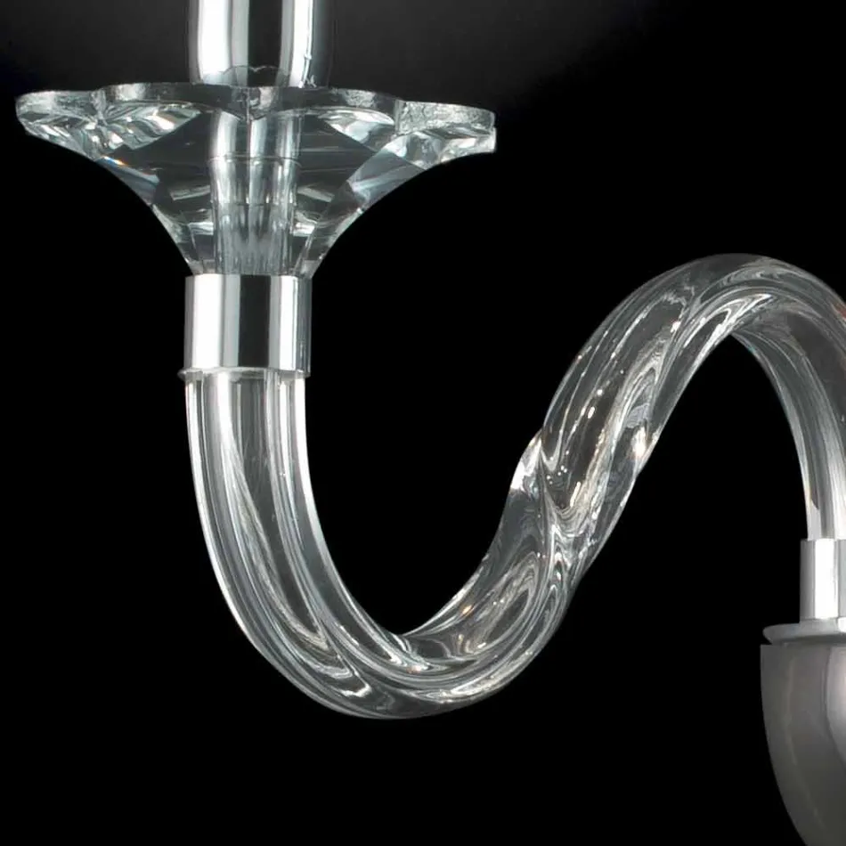 lampa de perete în două lumini de sticlă și Cristallo Ivy, realizate în Italia Viadurini