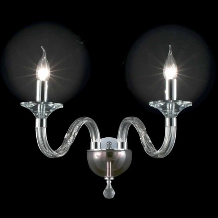 lampa de perete în două lumini de sticlă și Cristallo Ivy, realizate în Italia Viadurini