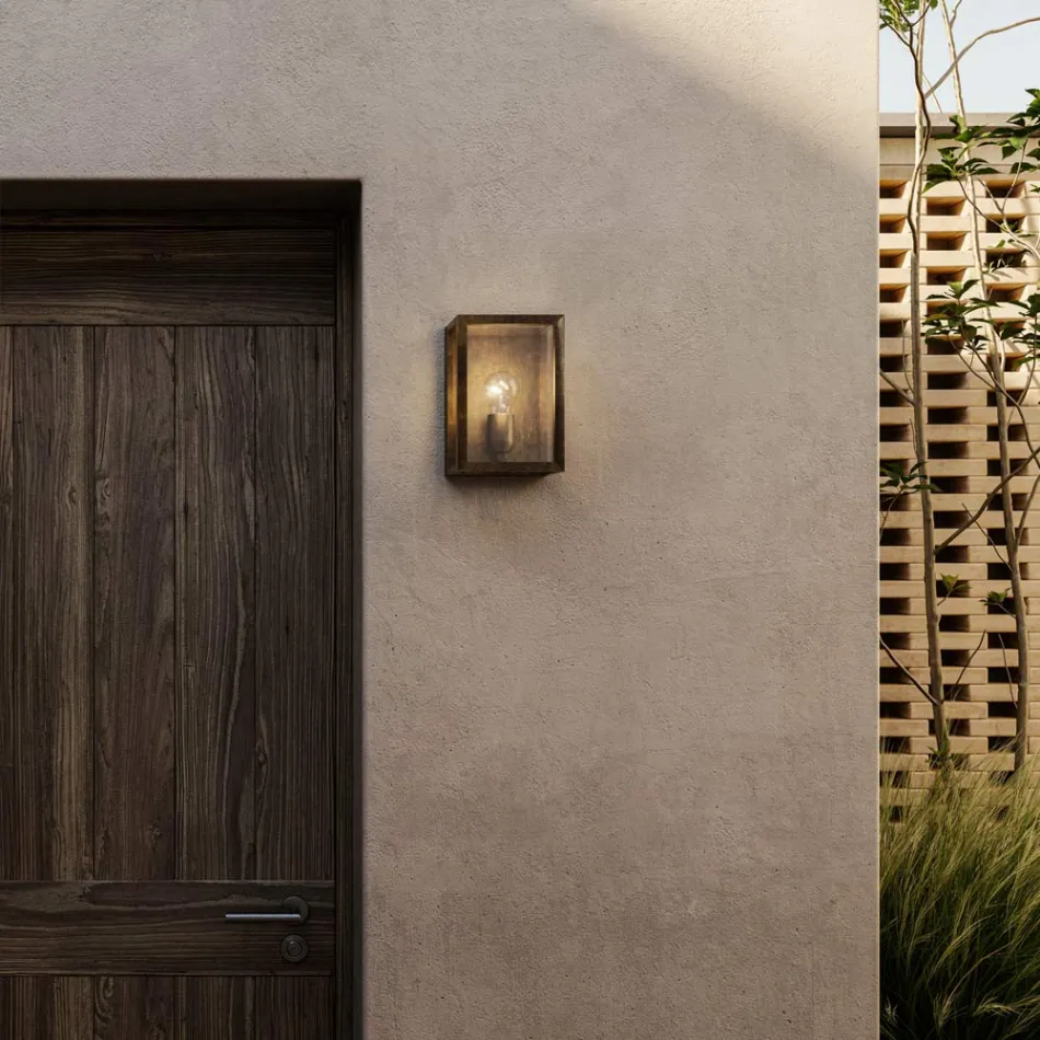 Aplică mare de perete din alamă și sticlă Quadro Il Fanale Viadurini