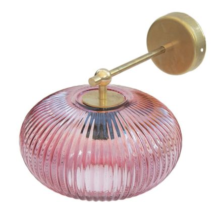 Aplica de Perete LED din Alama si Sticla Roz Vintage Made in Italy - Zelo Viadurini