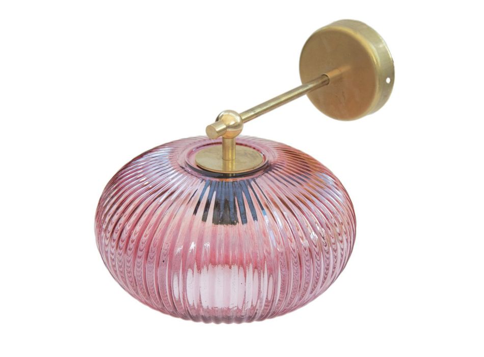 Aplica de Perete LED din Alama si Sticla Roz Vintage Made in Italy - Zelo