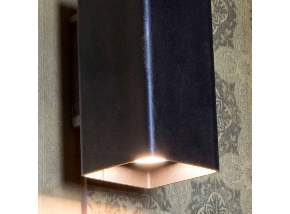 Aplica de perete realizată manual din fier negru Fabricat în Italia - Cubino Viadurini