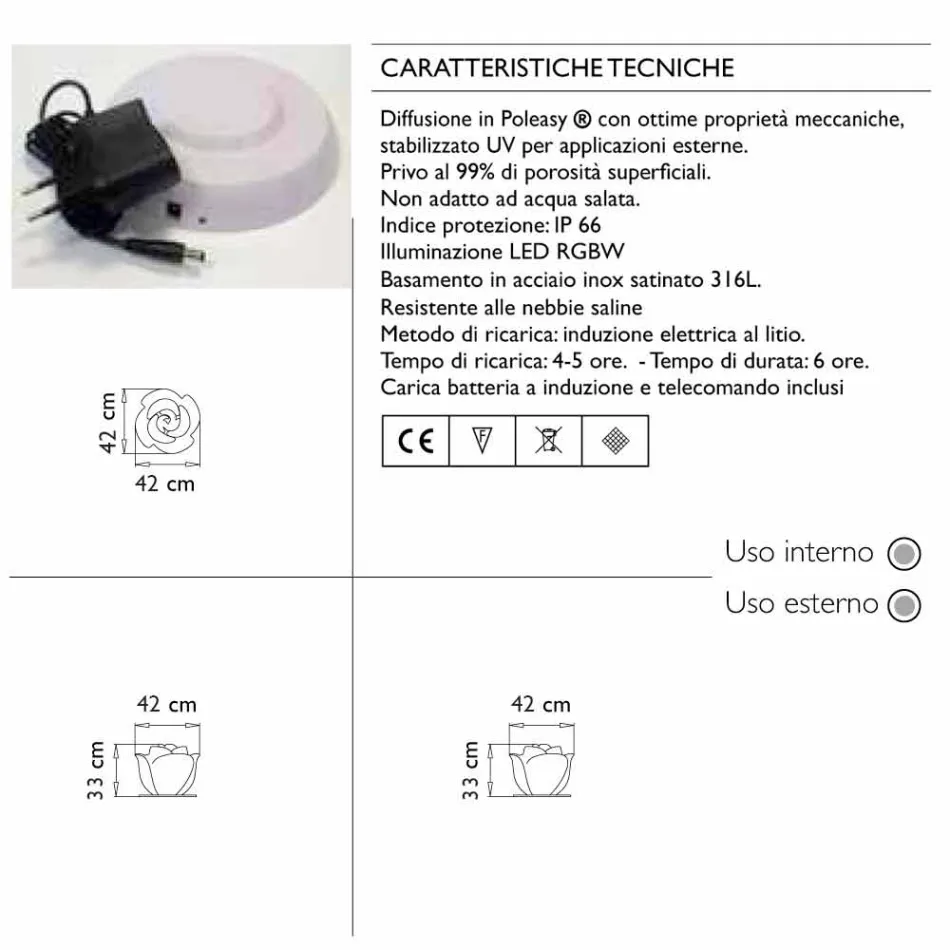 Lampă de masă în formă de trandafir cu inducție RGBW Led - Baby Love de Myyour Viadurini