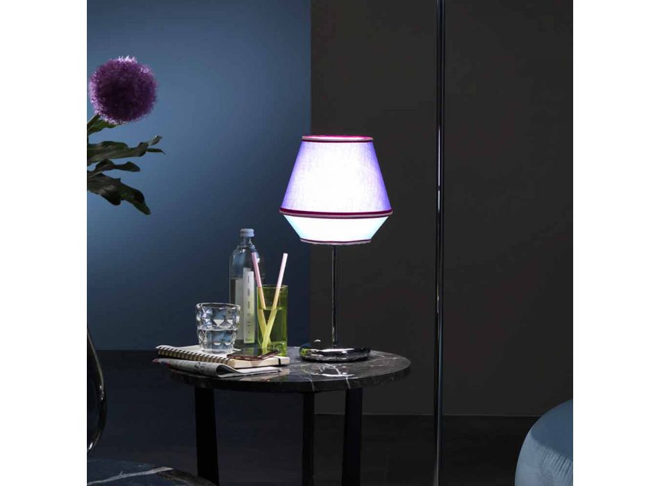 Lampă de masă albastră cu structură metalică cromată Fabricată în Italia - Soia Viadurini