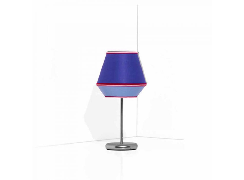 Lampă de masă albastră cu structură metalică cromată Fabricată în Italia - Soia Viadurini
